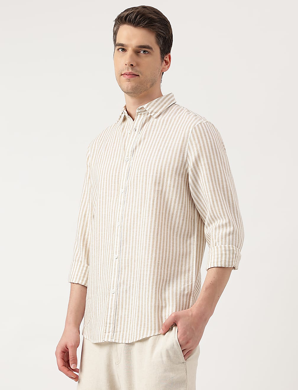 Linen Blend Striped Shirt