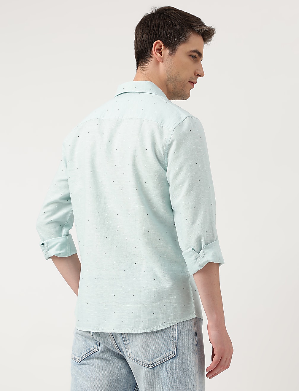 Linen Blend Micro Spread Collar Shirt