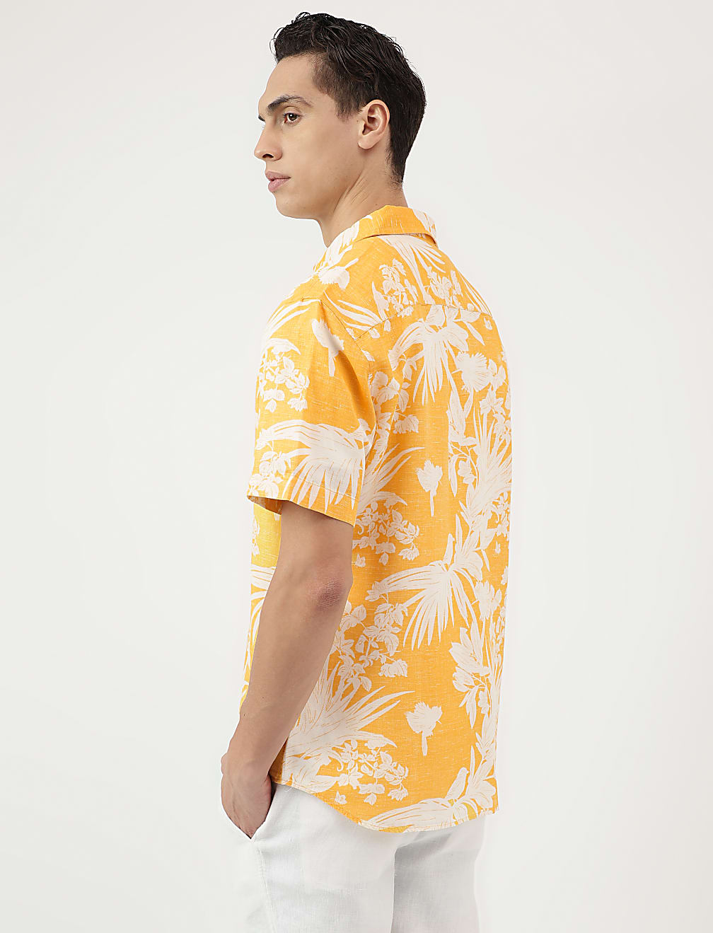 Relaxed Fit Linen Blend Tropical Shirt