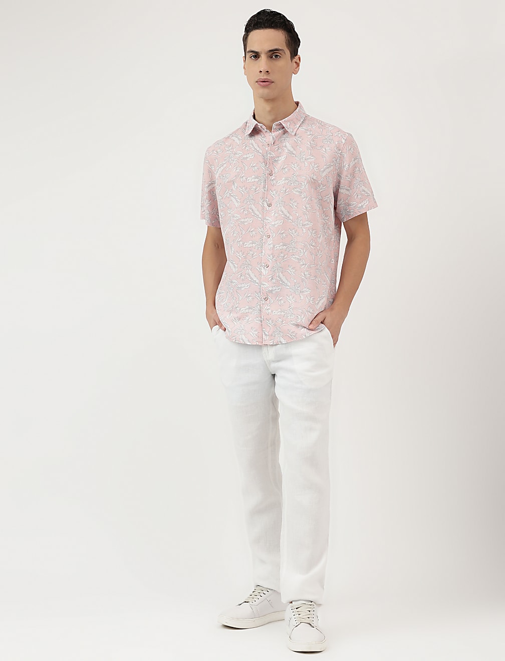 Relaxed Fit Linen Blend Tropical Shirt