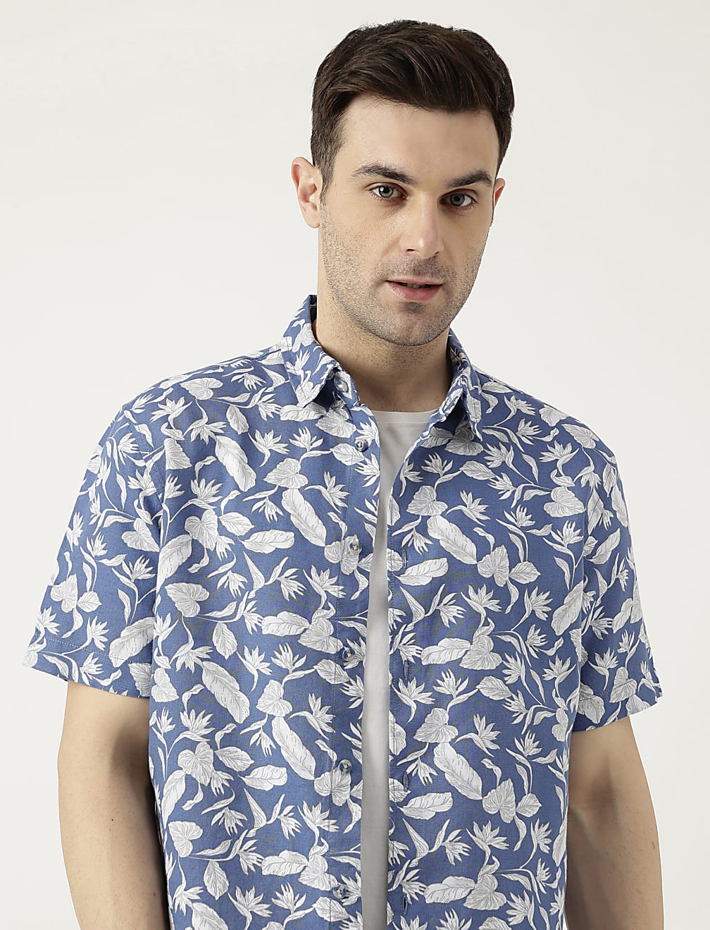 Relaxed Fit Linen Blend Tropical Shirt