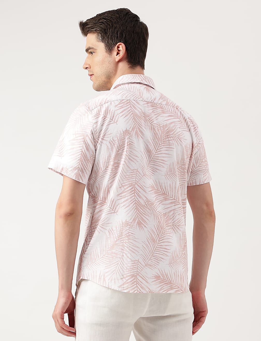 Pure Cotton Leaves Spread Collar Shirt