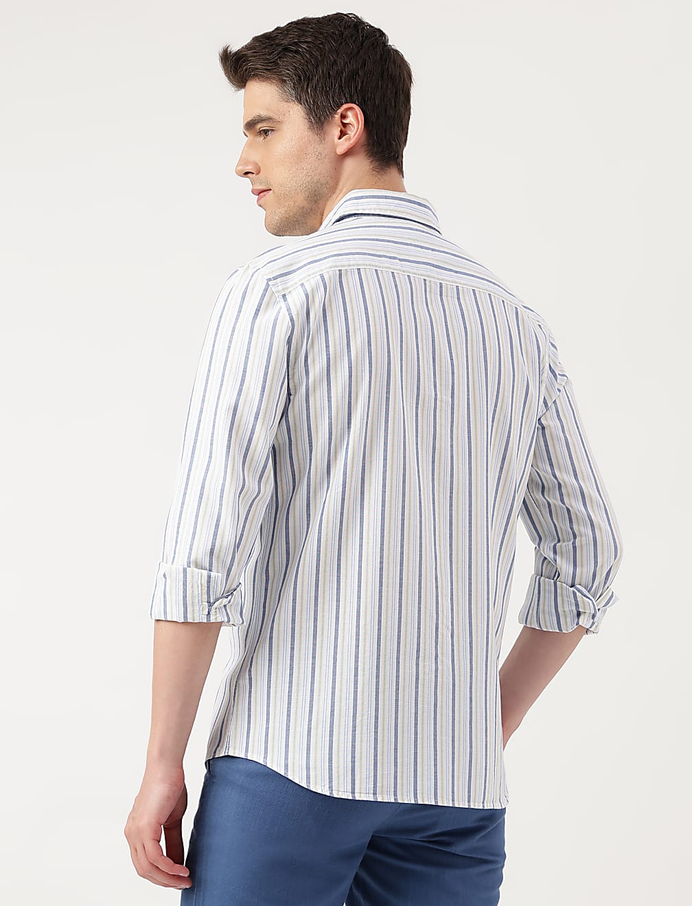 Pure Cotton Striped Spread Collar Shirt
