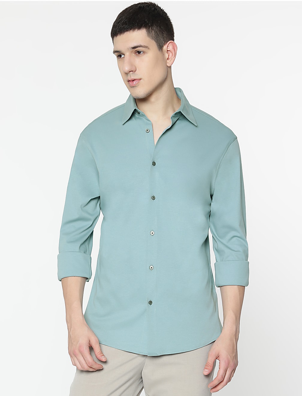 Slim Fit Pure Cotton Plain Shirt