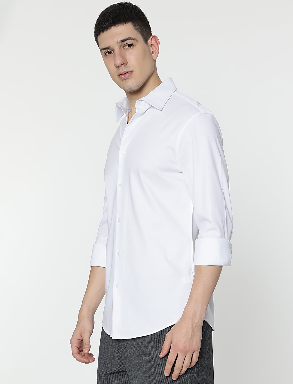 Slim Fit Pure Cotton Plain Shirt