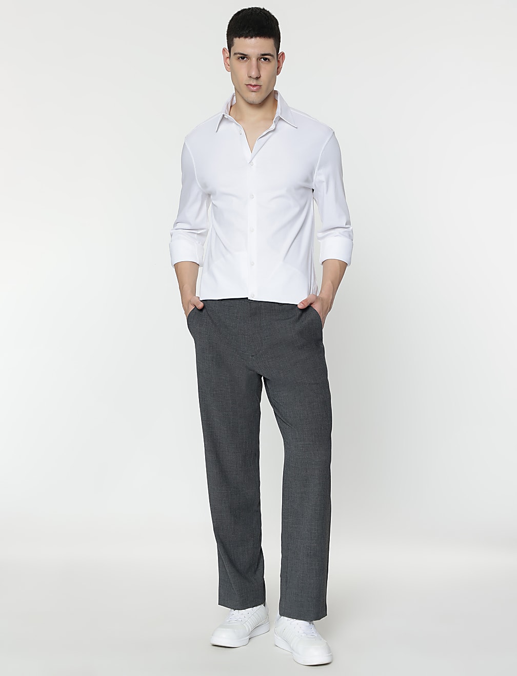 Slim Fit Pure Cotton Plain Shirt