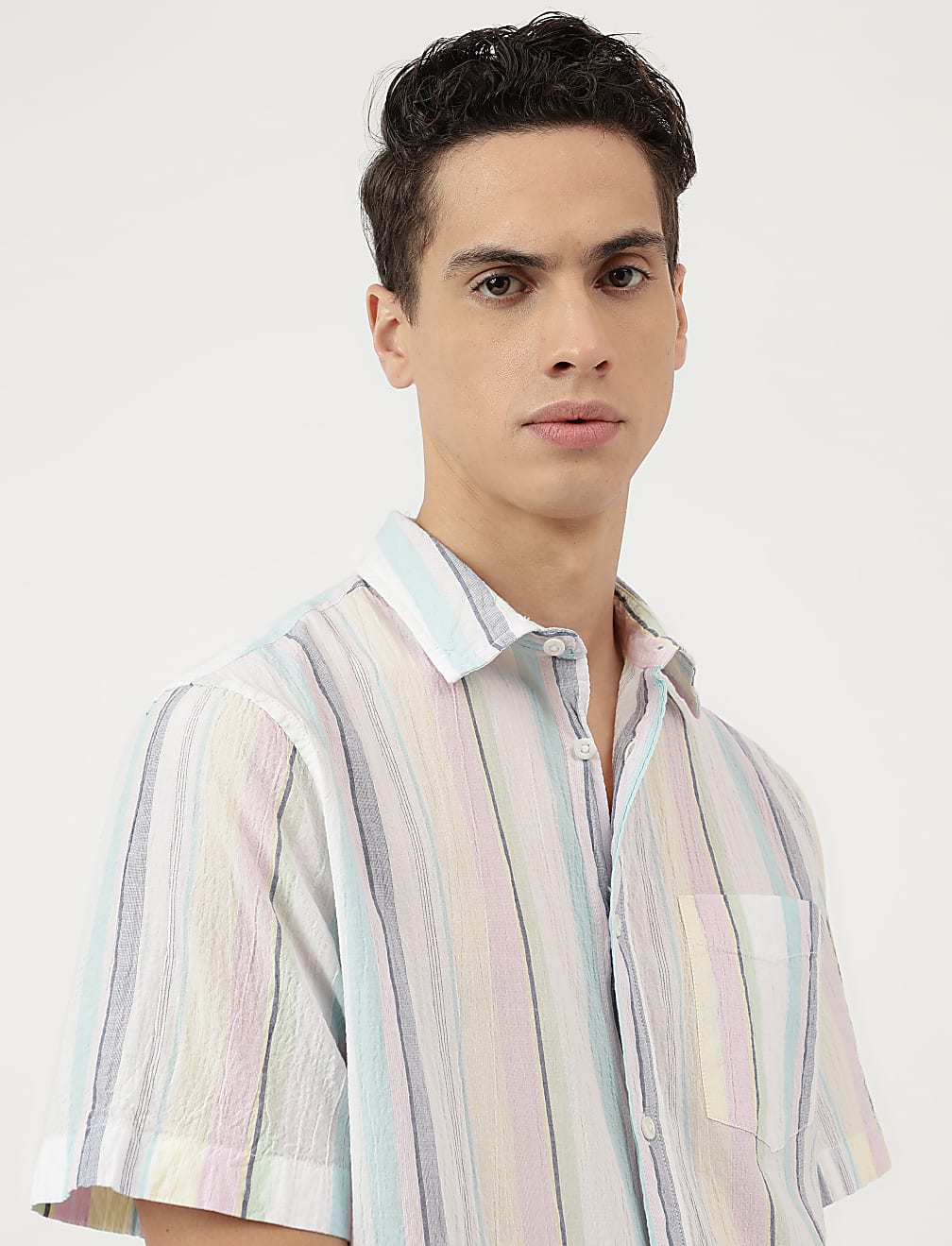 Cotton Mix Spread Collar Shirt