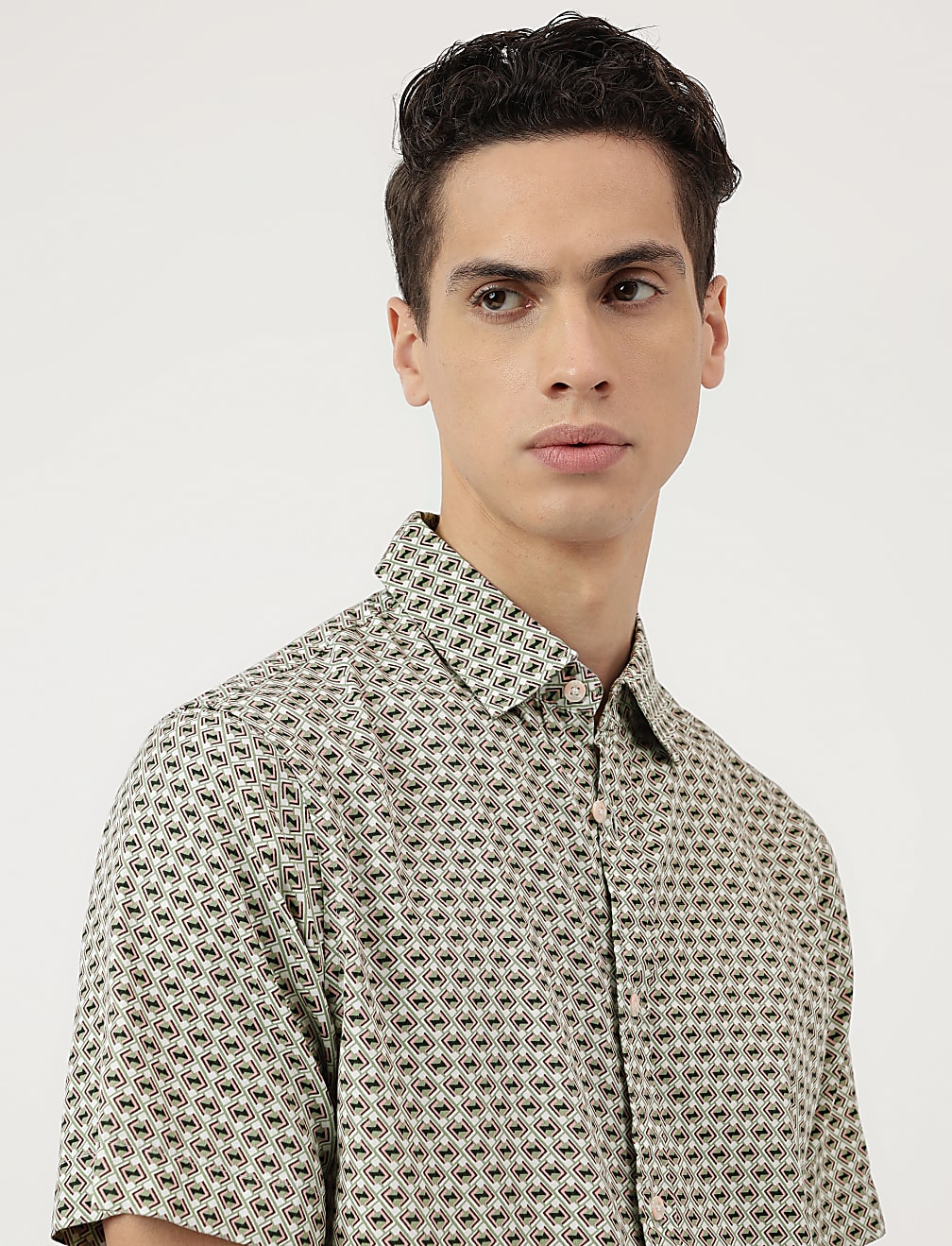 Modal Mix Spread Collar Shirt