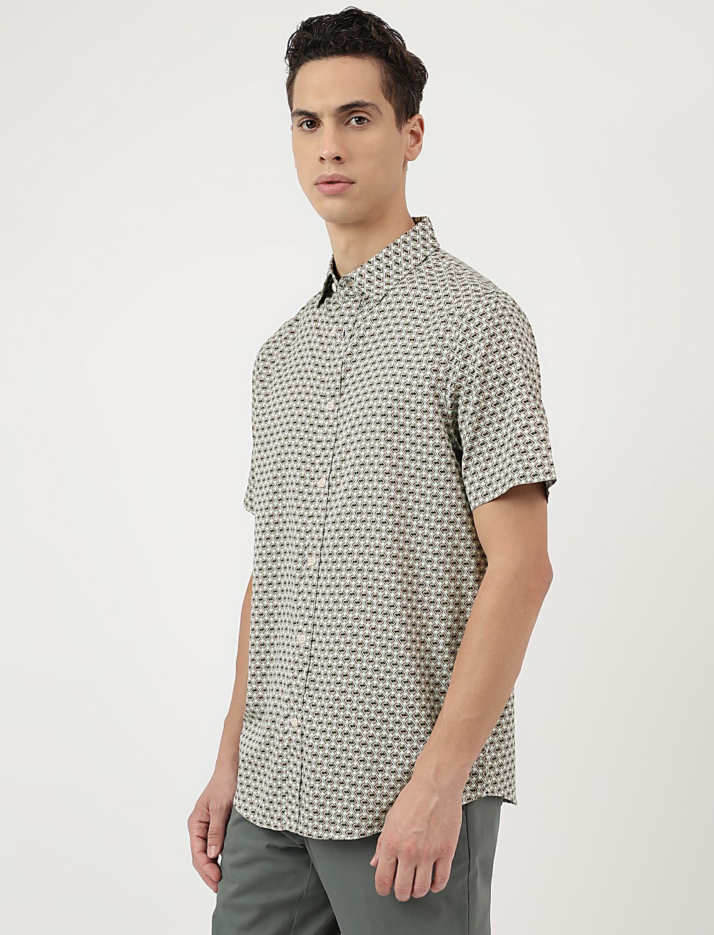 Modal Mix Spread Collar Shirt