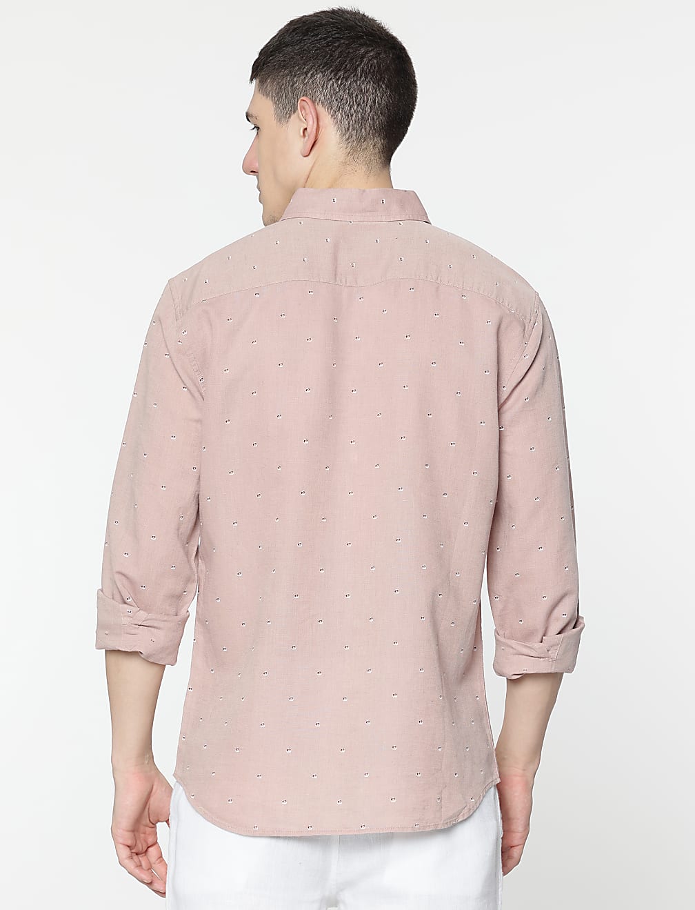 Linen Rich Minimal Dotted Print Shirt