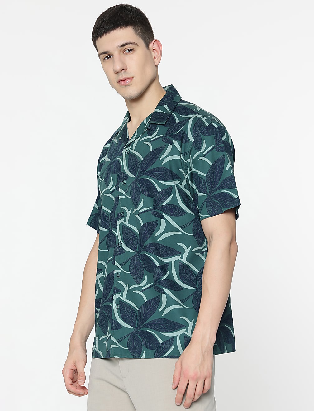Relaxed Fit Modal Mix Tropical Print Shirt