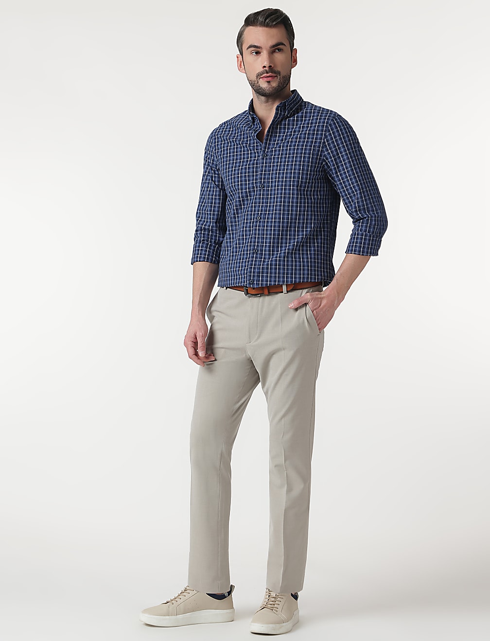 Pure Cotton Checks Button Down Collar Shirt