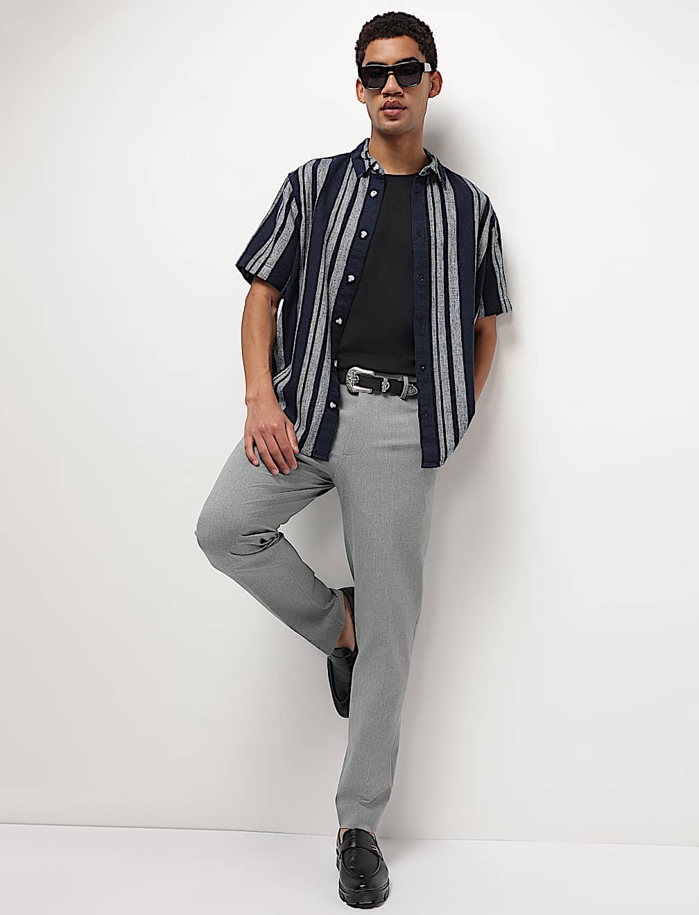 Cotton Linen Blend Striped Shirt