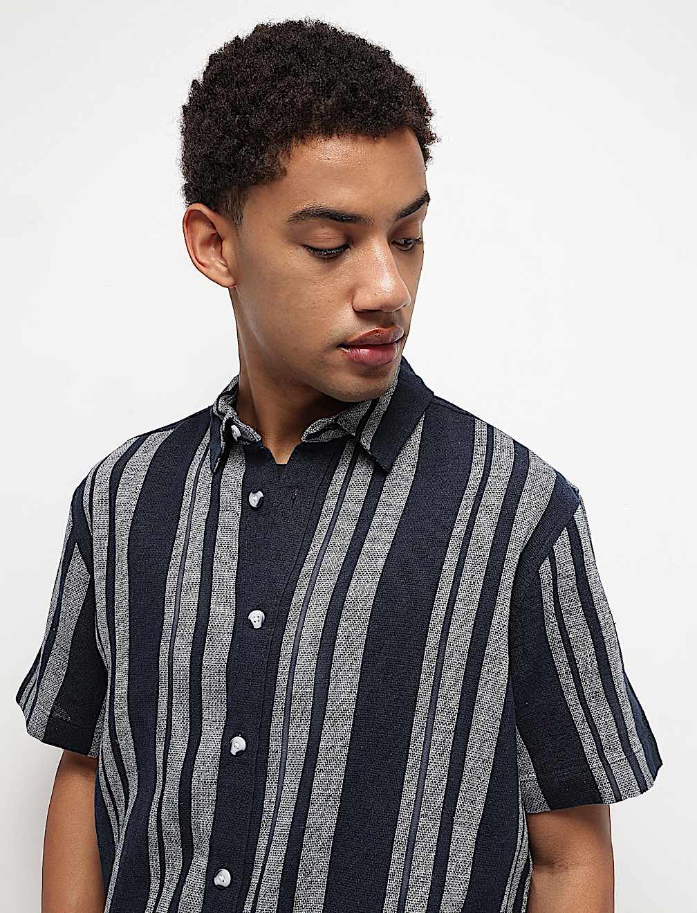 Cotton Linen Blend Striped Shirt