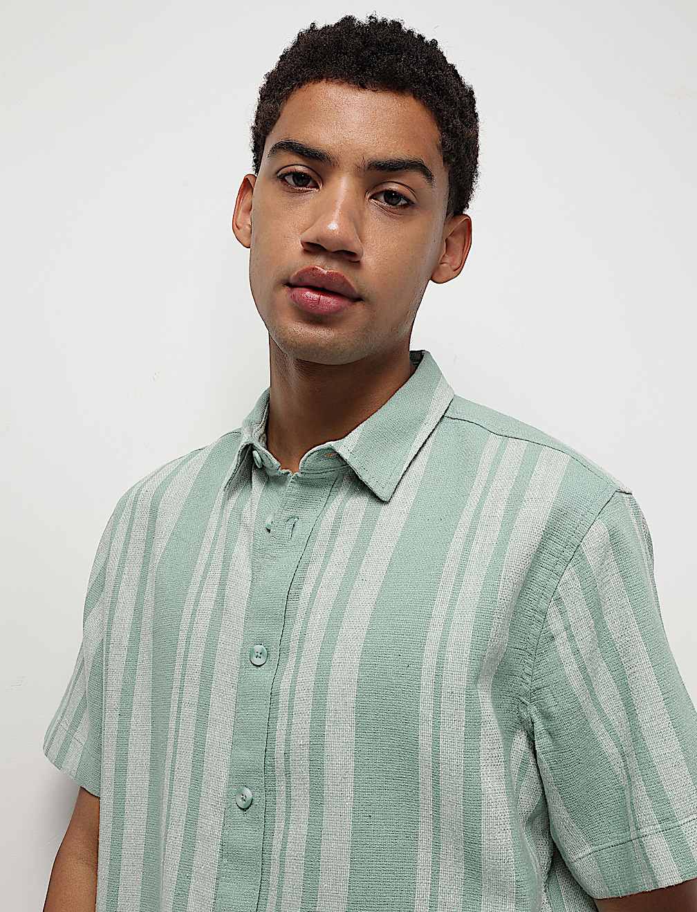 Cotton Linen Blend Striped Shirt