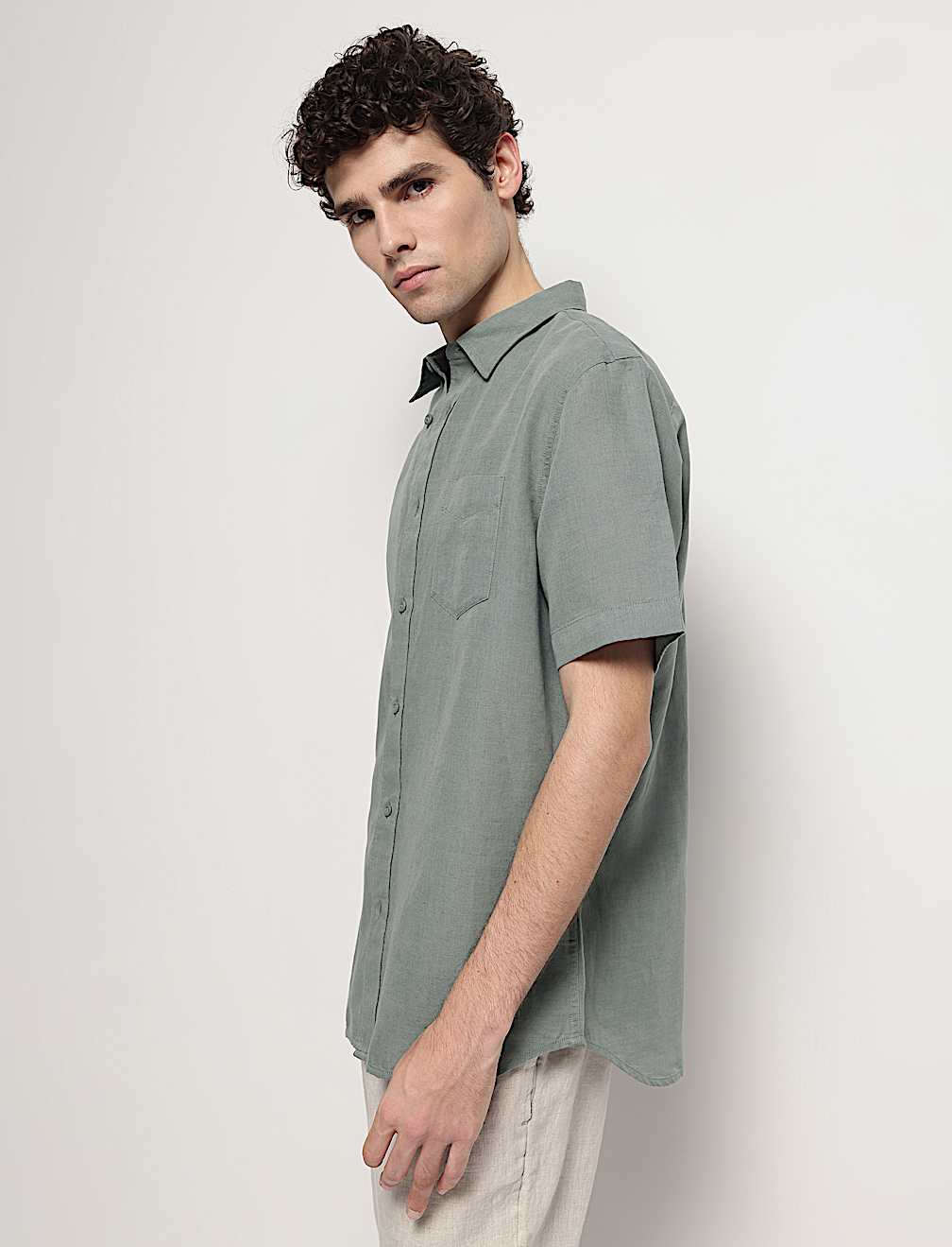 Linen Rich Short Sleeves Relaxed Fit Shirt