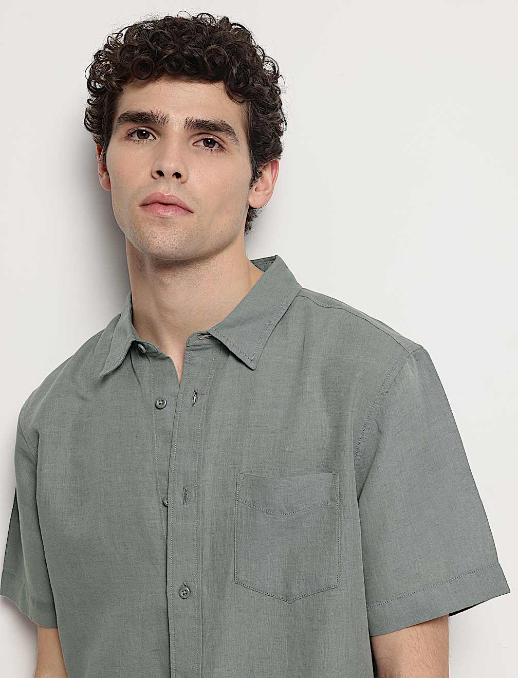 Linen Rich Short Sleeves Relaxed Fit Shirt