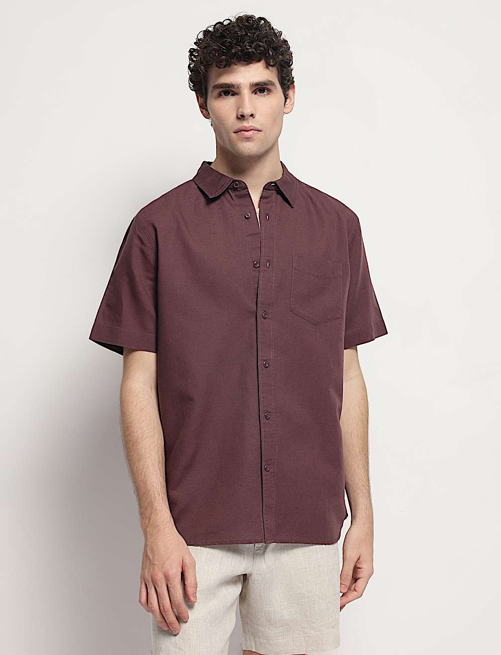Linen Rich Short Sleeves Relaxed Fit Shirt