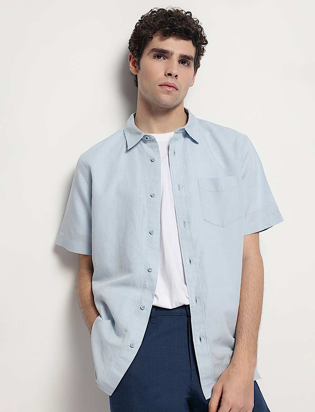 Linen Rich Short Sleeves Relaxed Fit Shirt