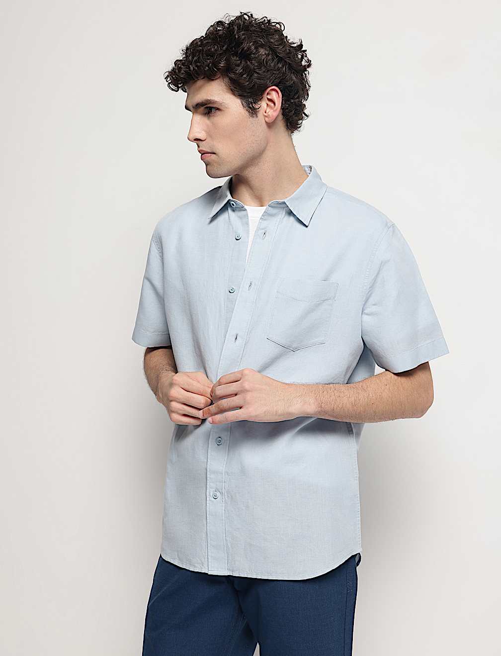 Linen Rich Short Sleeves Relaxed Fit Shirt