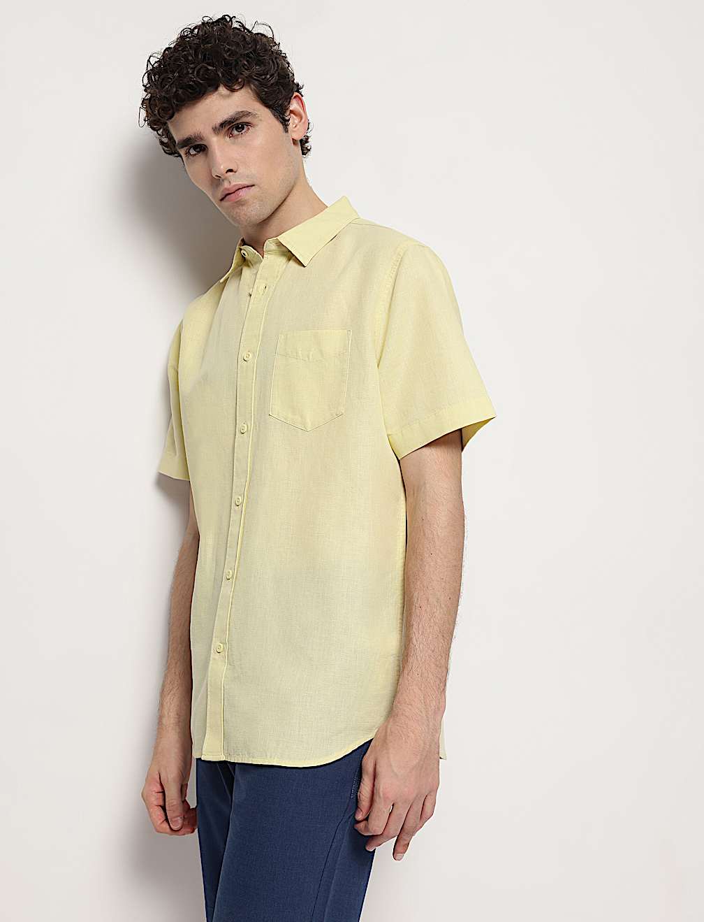 Linen Rich Short Sleeves Relaxed Fit Shirt