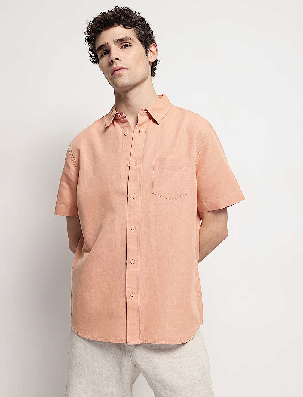 Linen Rich Short Sleeves Relaxed Fit Shirt