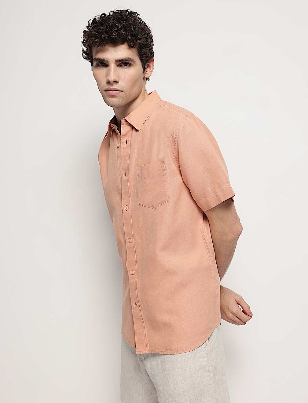 Linen Rich Short Sleeves Relaxed Fit Shirt