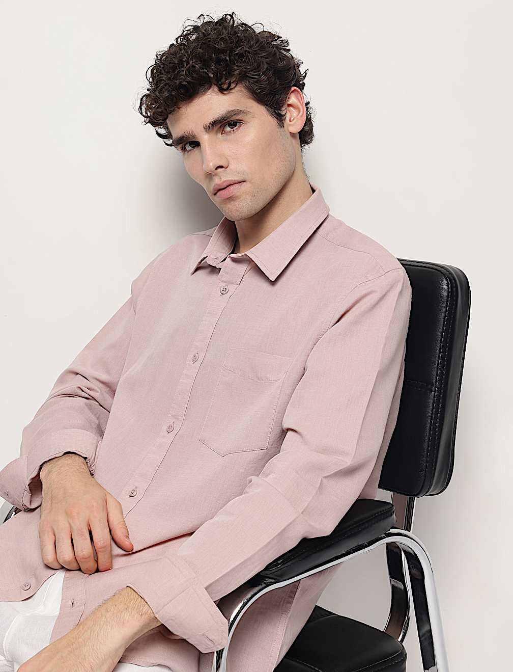 Cotton Linen Blend Relaxed Fit Shirt