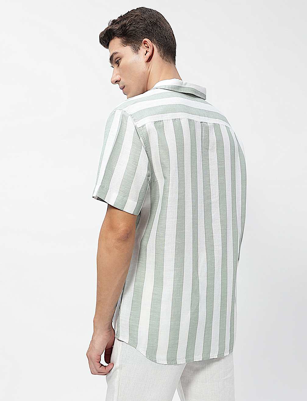 Linen Rich Relaxed Fit Stripes Shirt