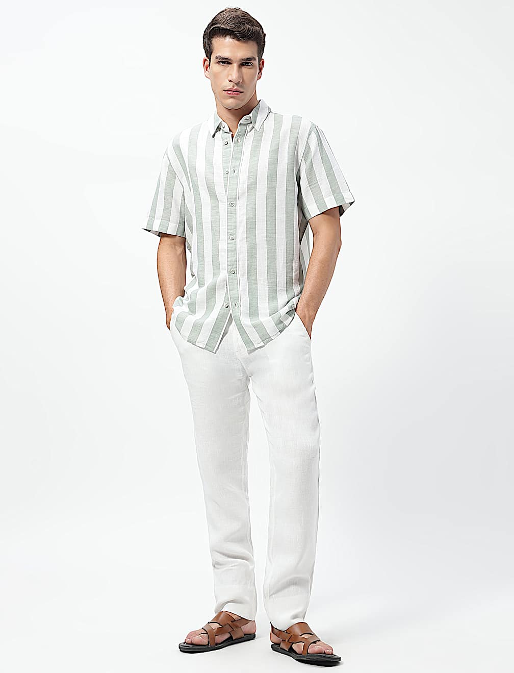 Linen Rich Relaxed Fit Stripes Shirt
