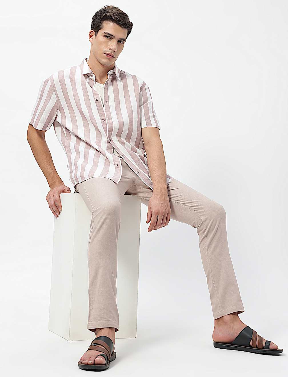 Linen Rich Relaxed Fit Stripes Shirt