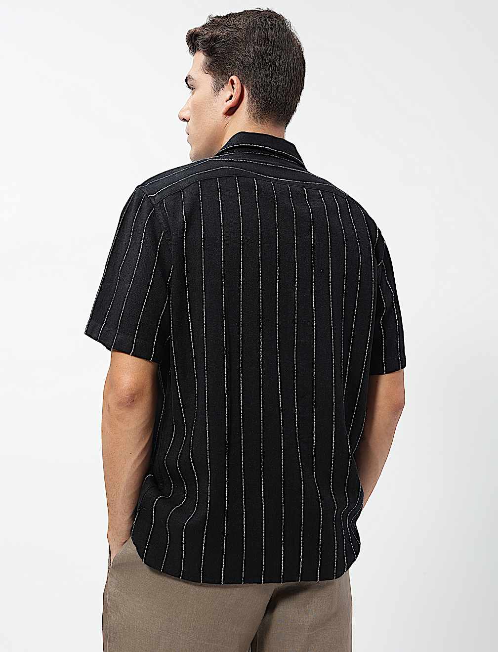 Linen Rich Relaxed Fit Striped Shirt