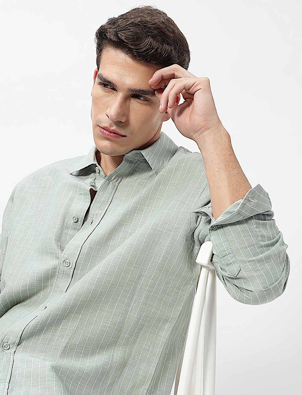 Linen Rich Relaxed Fit Stripes Shirt