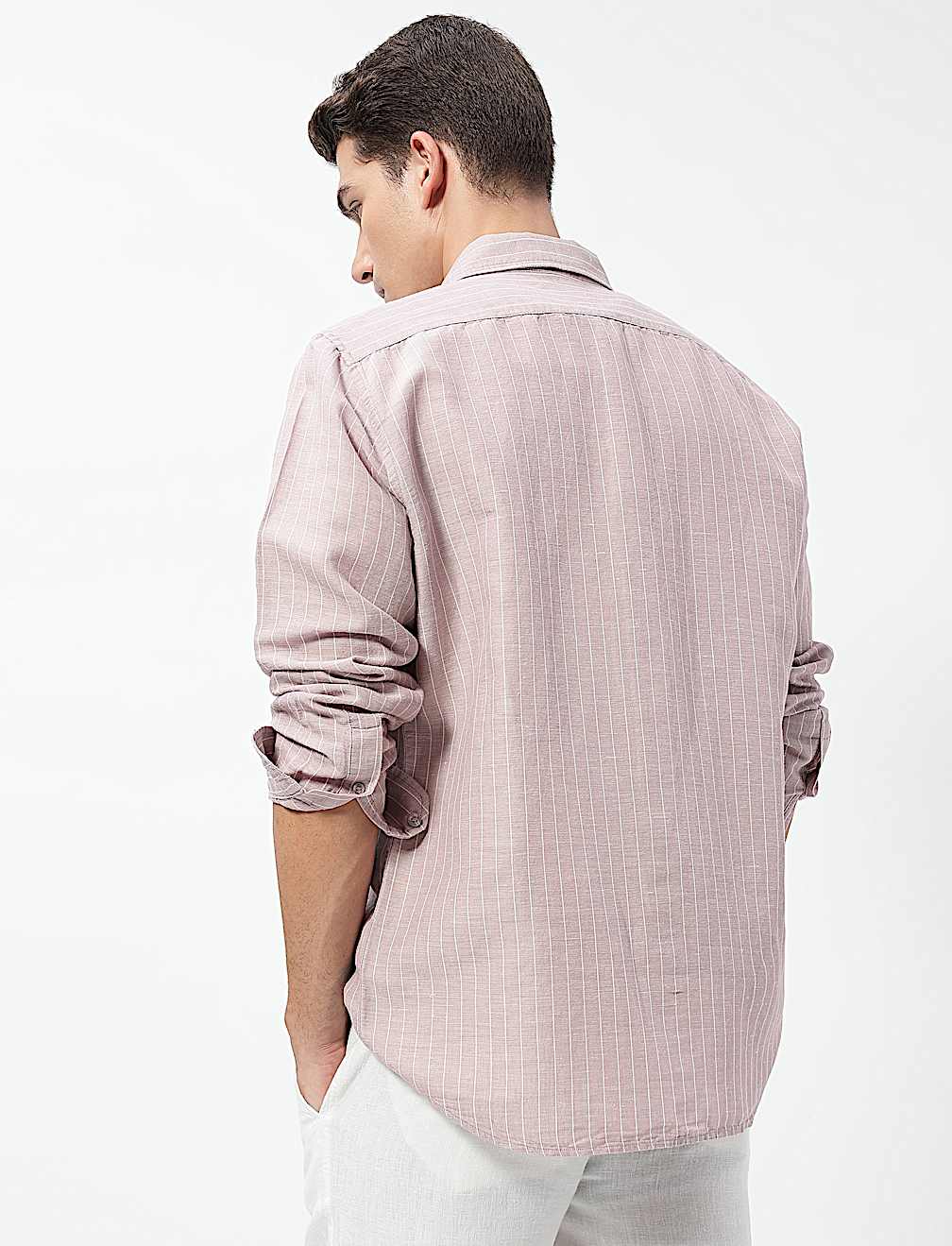 Linen Rich Relaxed Fit Stripes Shirt