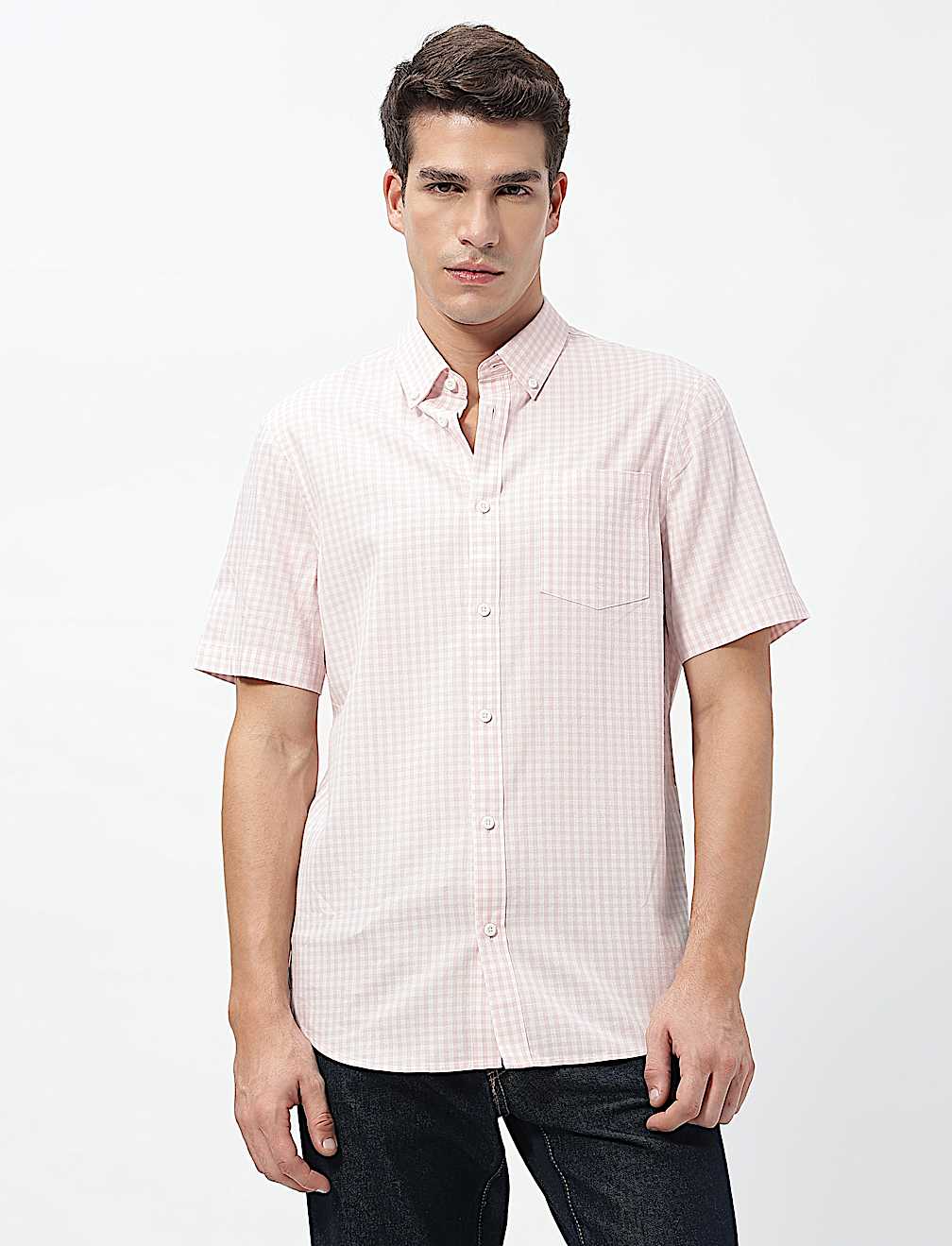 Pure Cotton Checks Button-Down Collar Shirt