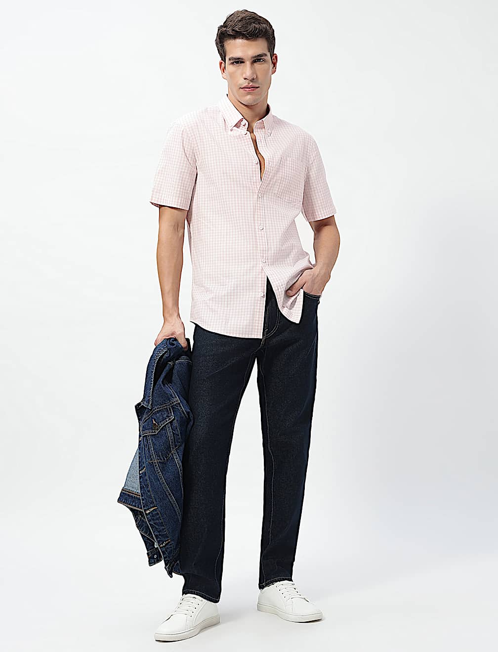 Pure Cotton Checks Button-Down Collar Shirt