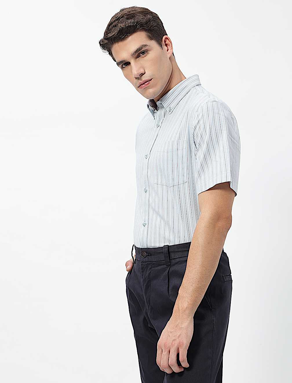 Pure Cotton Bengal Stripes Collared Shirt