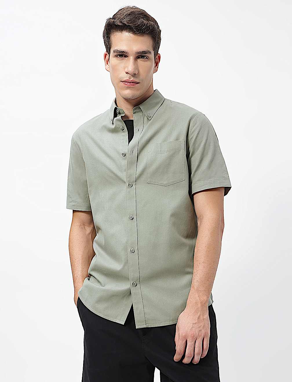 Pure Cotton Button-Down Collar Shirt