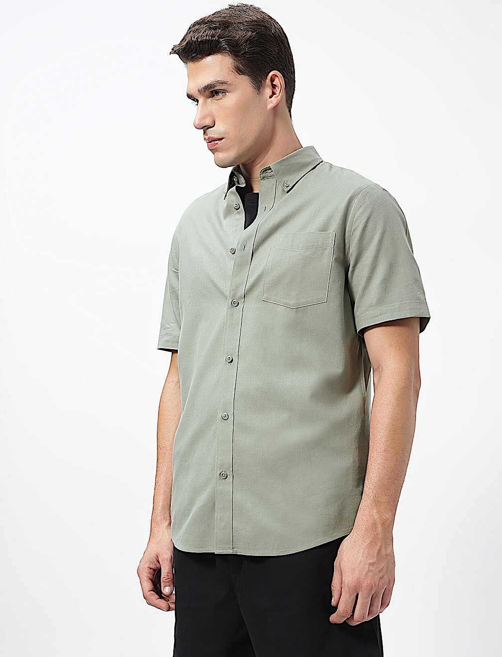 Pure Cotton Button-Down Collar Shirt