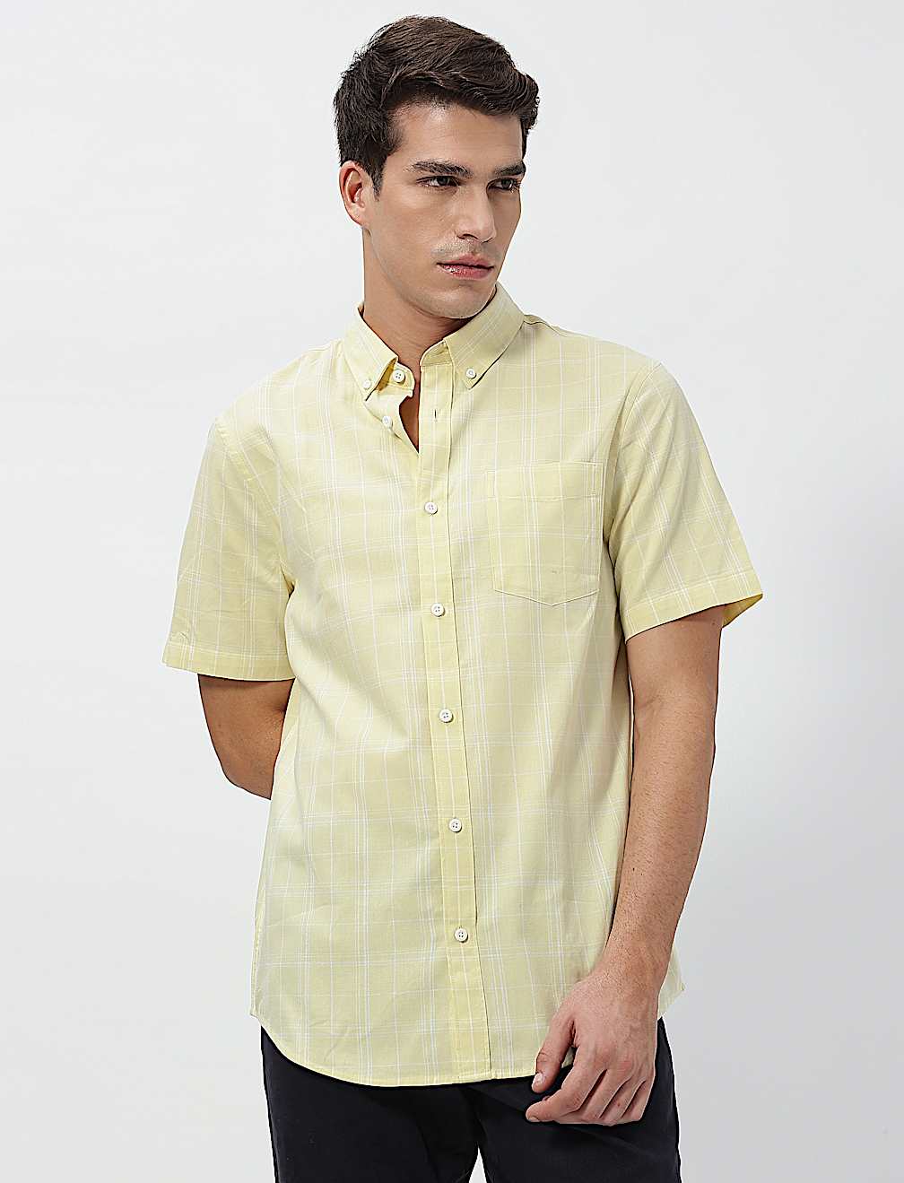 Pure Cotton Checks Short Sleeves Shirt