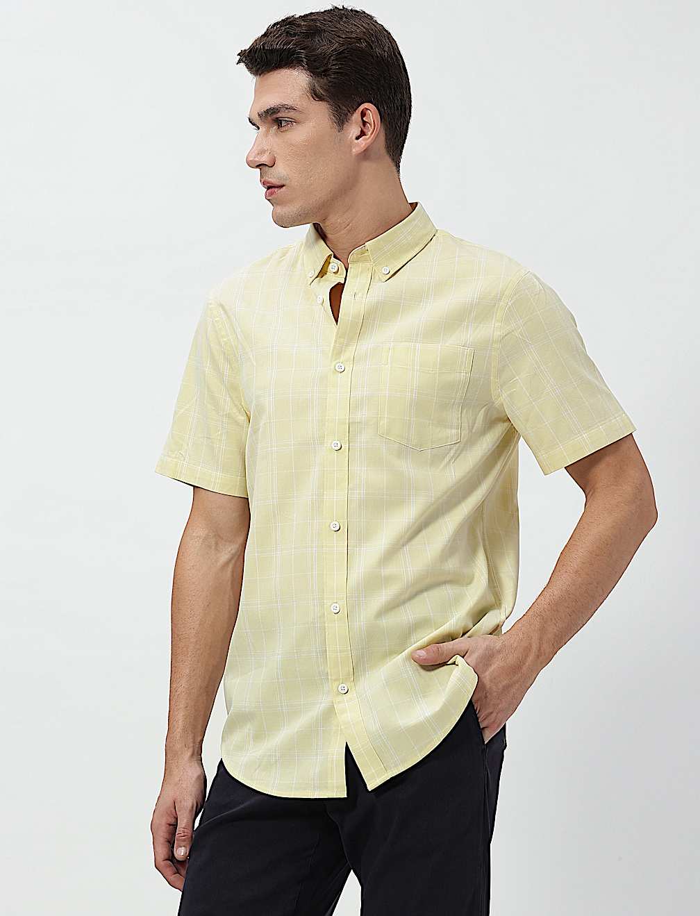 Pure Cotton Checks Short Sleeves Shirt