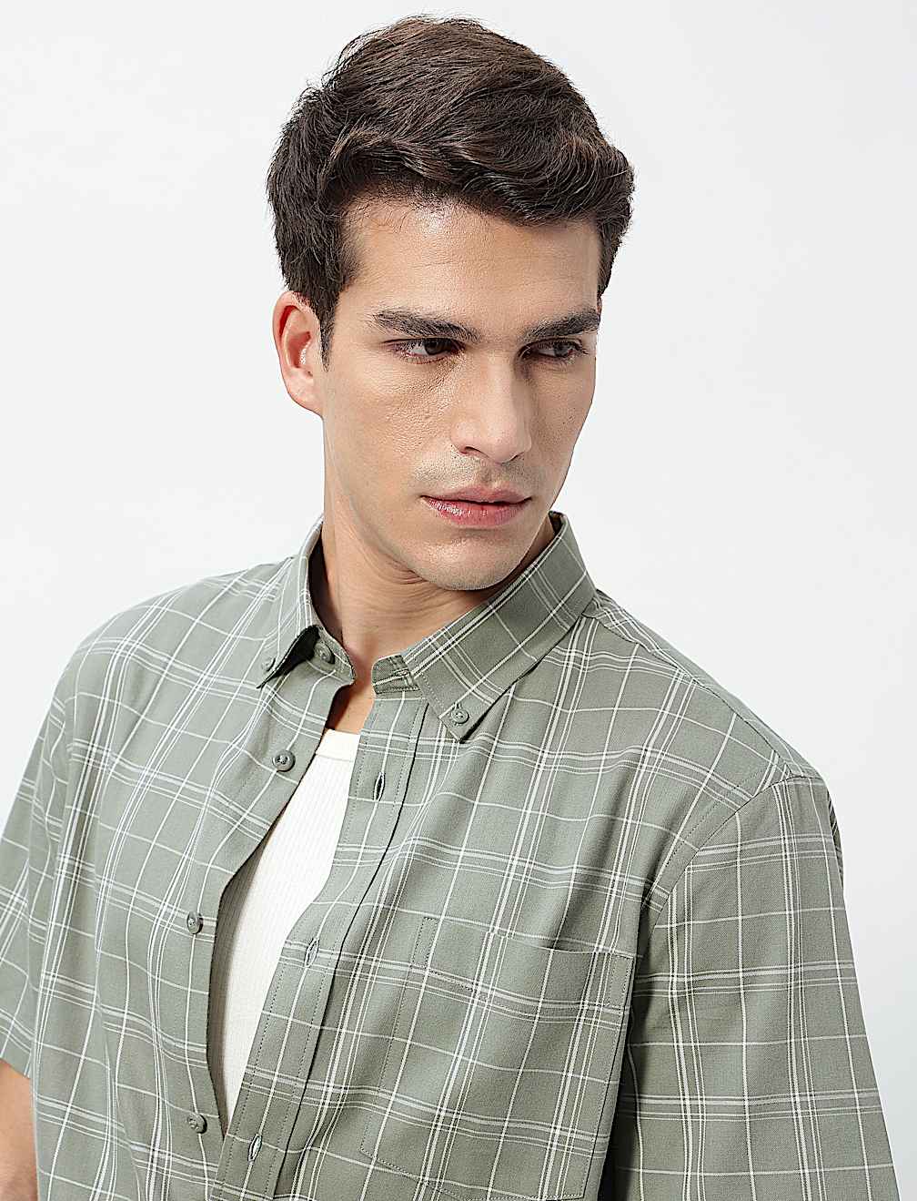 Pure Cotton Checks Short Sleeves Shirt