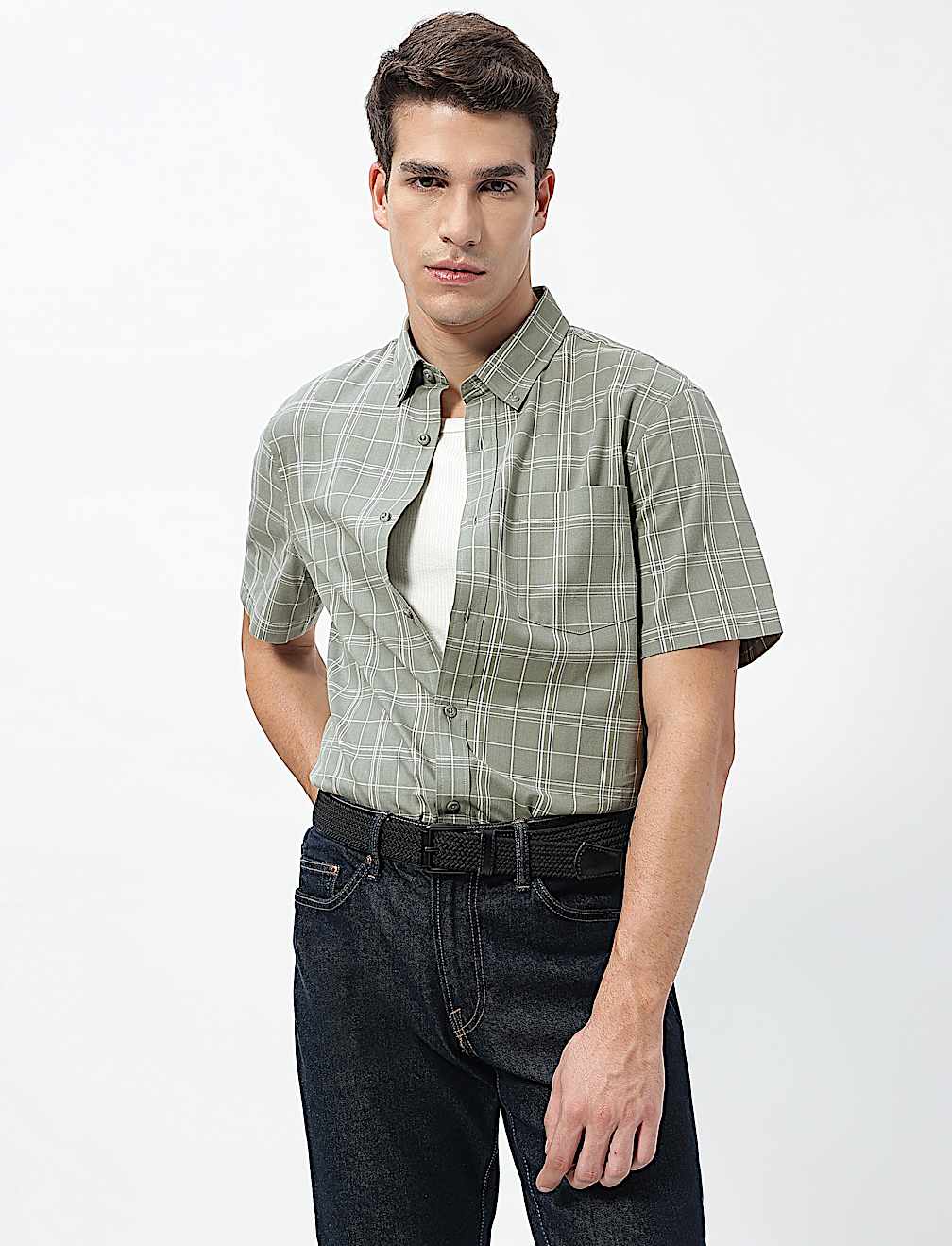 Pure Cotton Checks Short Sleeves Shirt