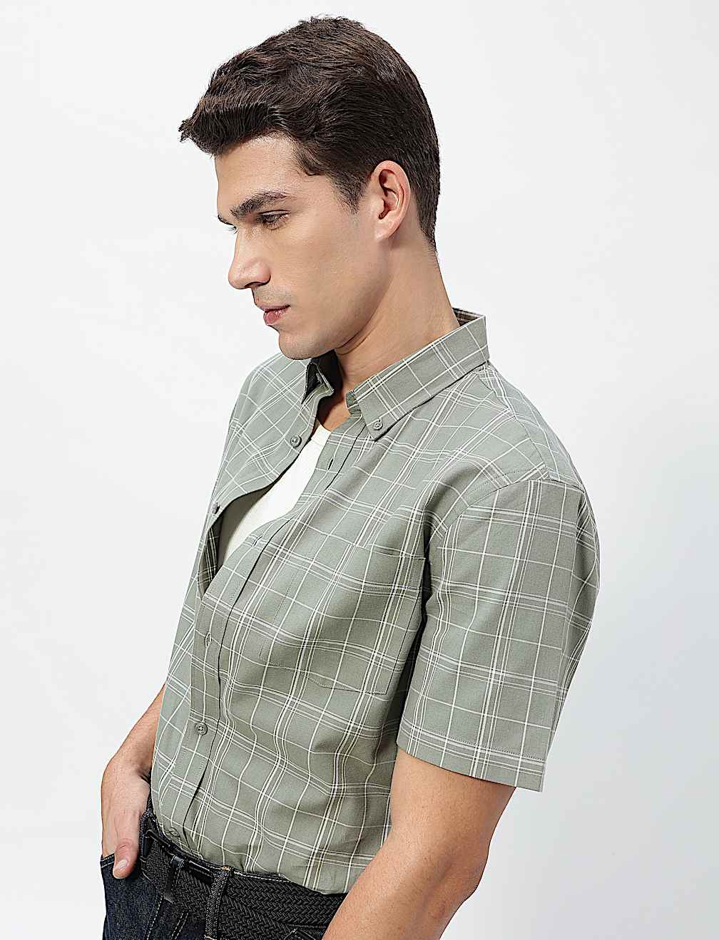 Pure Cotton Checks Short Sleeves Shirt