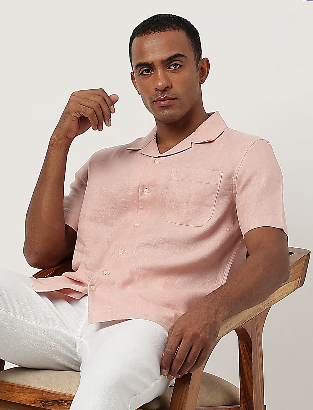 Linen Textured Short Sleeves Shirt