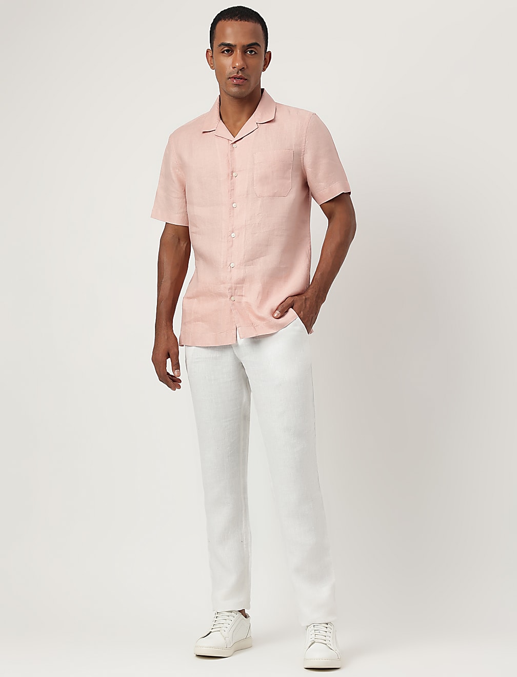 Linen Textured Short Sleeves Shirt