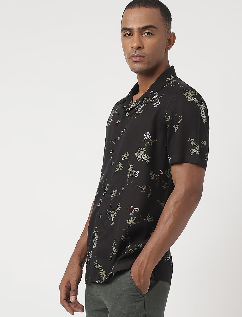 Pure Viscose Floral Cuban Collar Shirt
