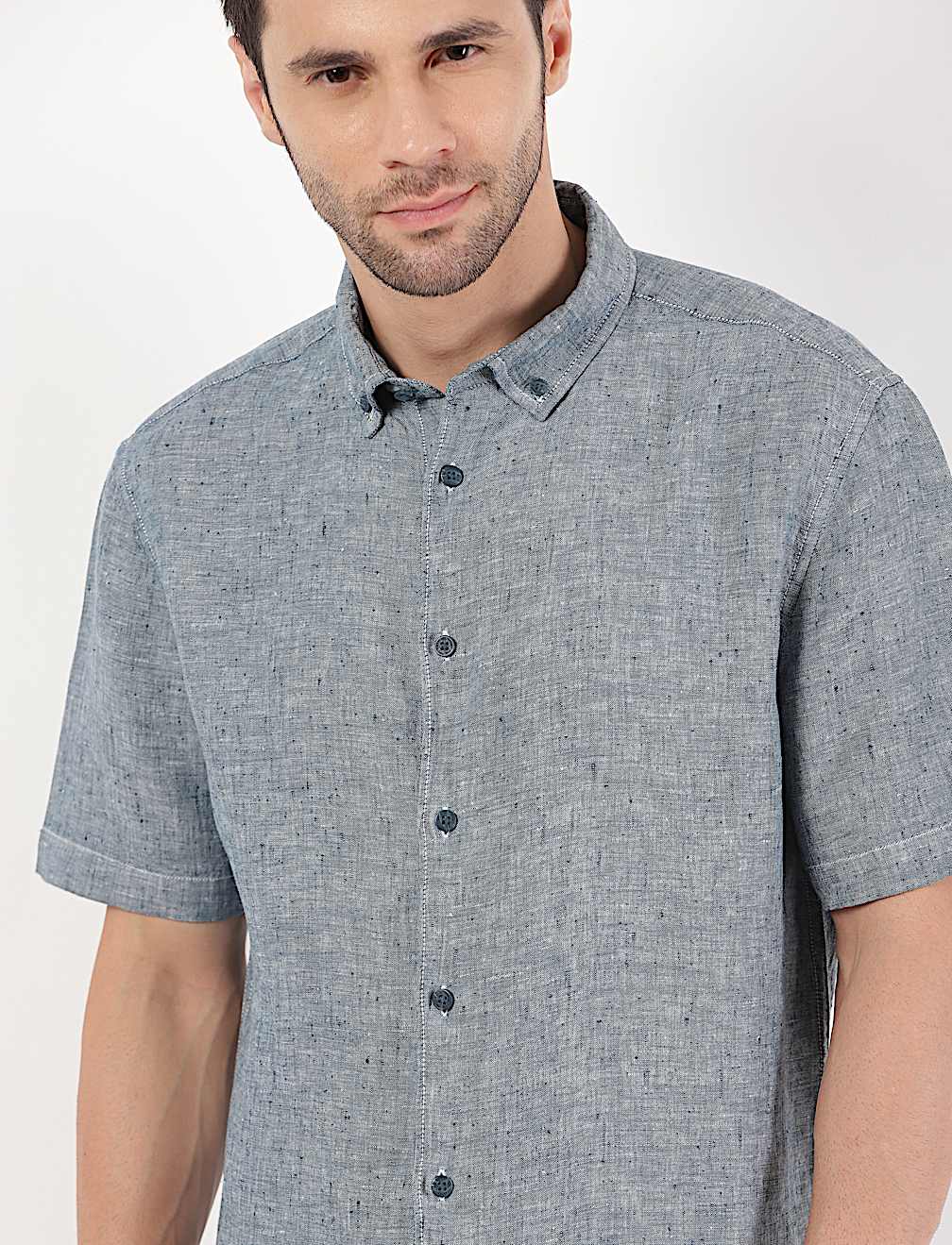 Pure Linen Plain Button Down Shirt