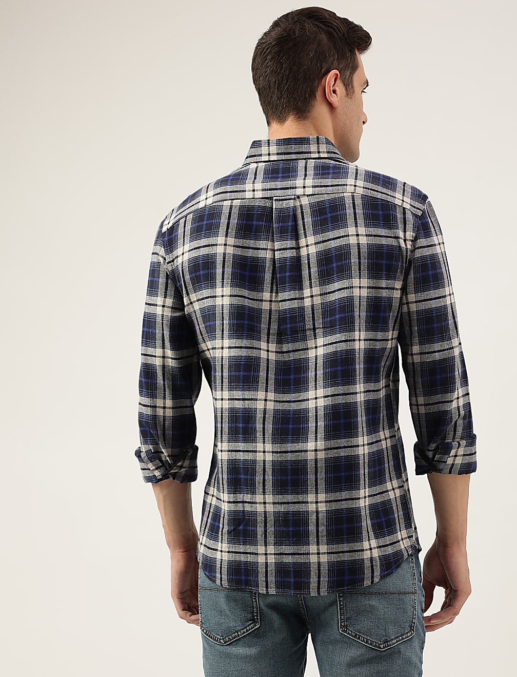 Regular Fit Pure Cotton Checks Button Down Collar Shirt