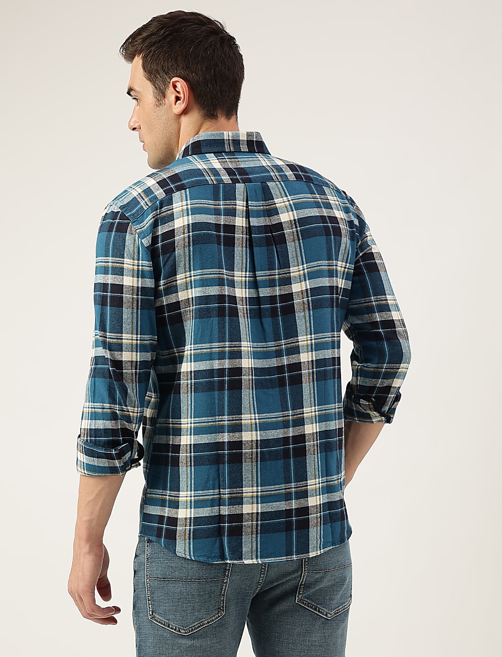 Regular Fit Pure Cotton Checks Button Down Collar Shirt